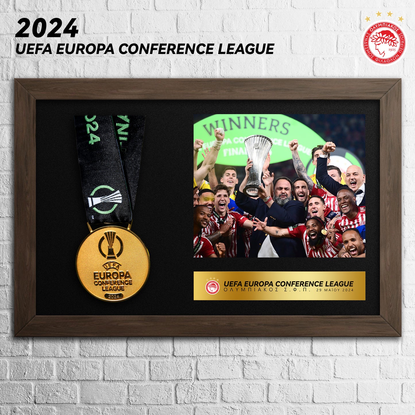 2023-24 Olympiacos BC UEFA Conference League Football Medal Frame