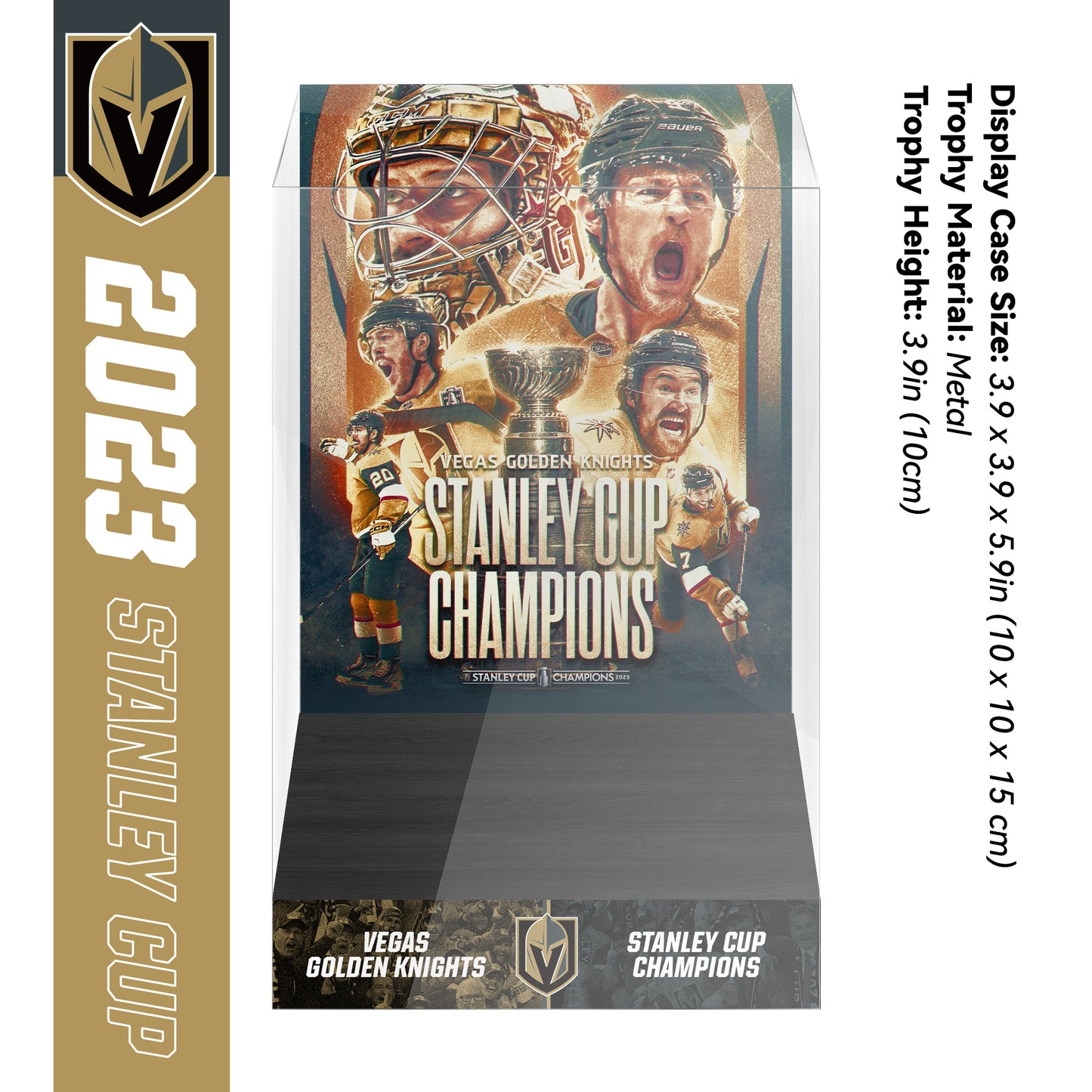 2023 Vegas Golden Knights Stanley Cup Final Championship Trophy and Ring Display Case