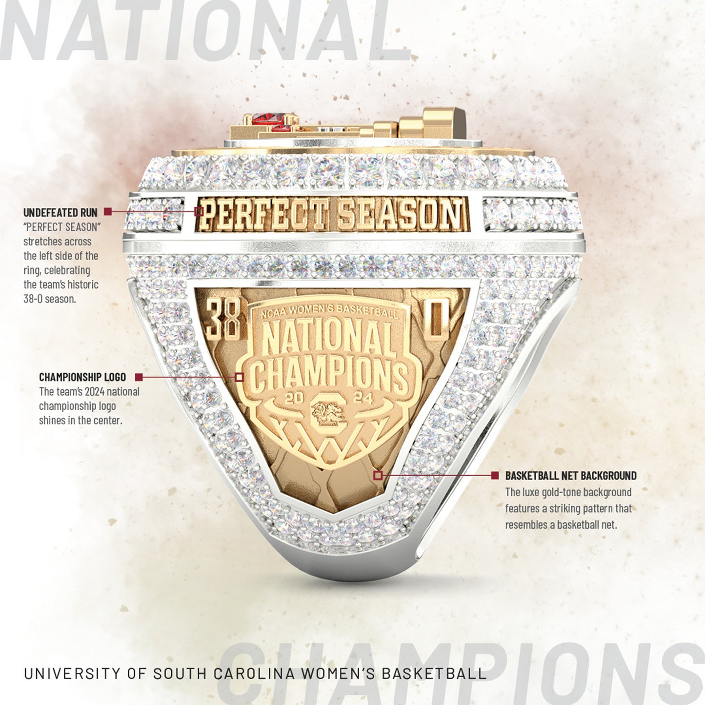 2024 South Carolina Gamecocks Women's Basketball National Championship Ring