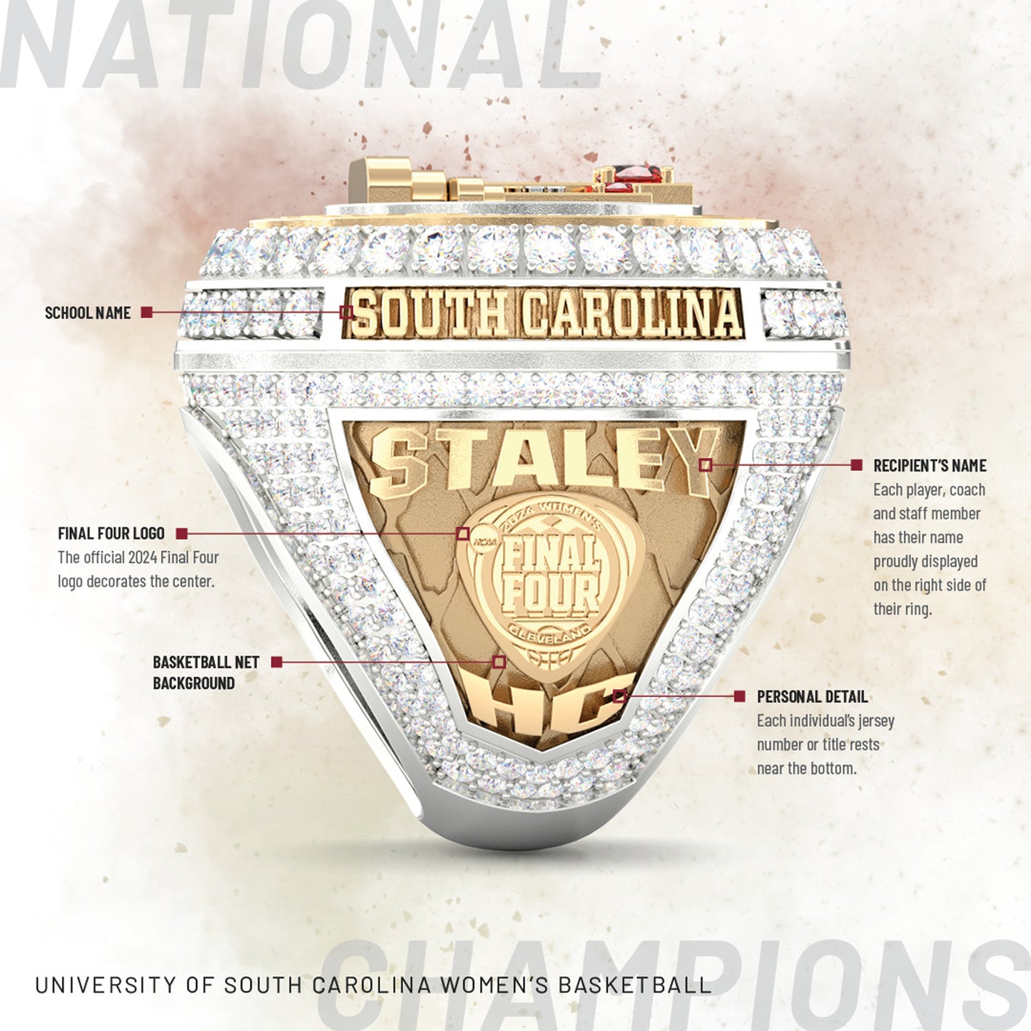 2024 South Carolina Gamecocks Women's Basketball National Championship Ring