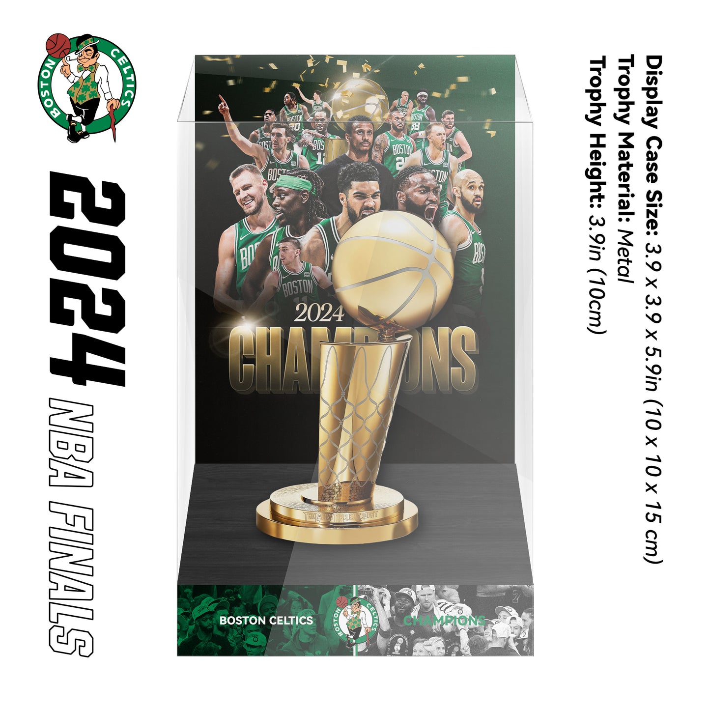2024 Boston Celtics NBA Finals Championship Trophy and Ring Display Case