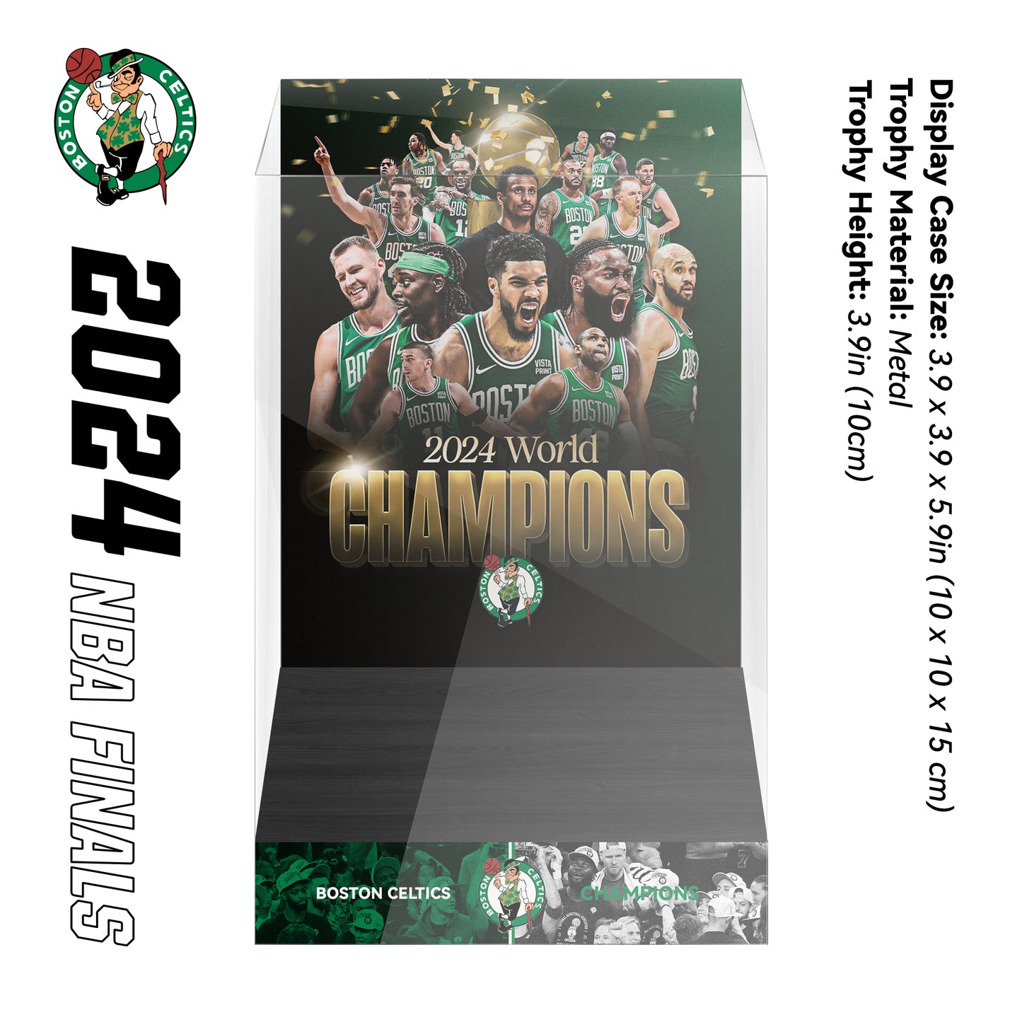 2024 Boston Celtics NBA Finals Championship Trophy and Ring Display Case
