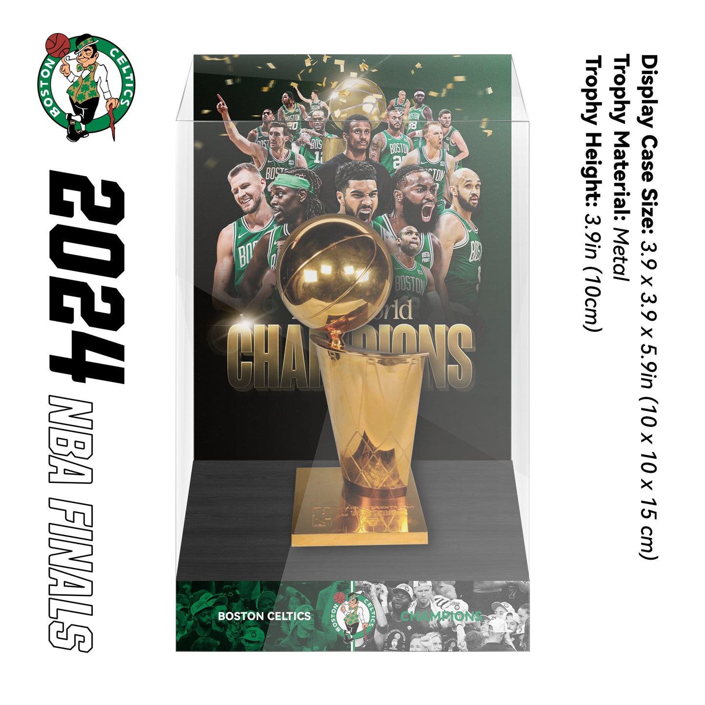 2024 Boston Celtics NBA Finals Championship Trophy and Ring Display Case