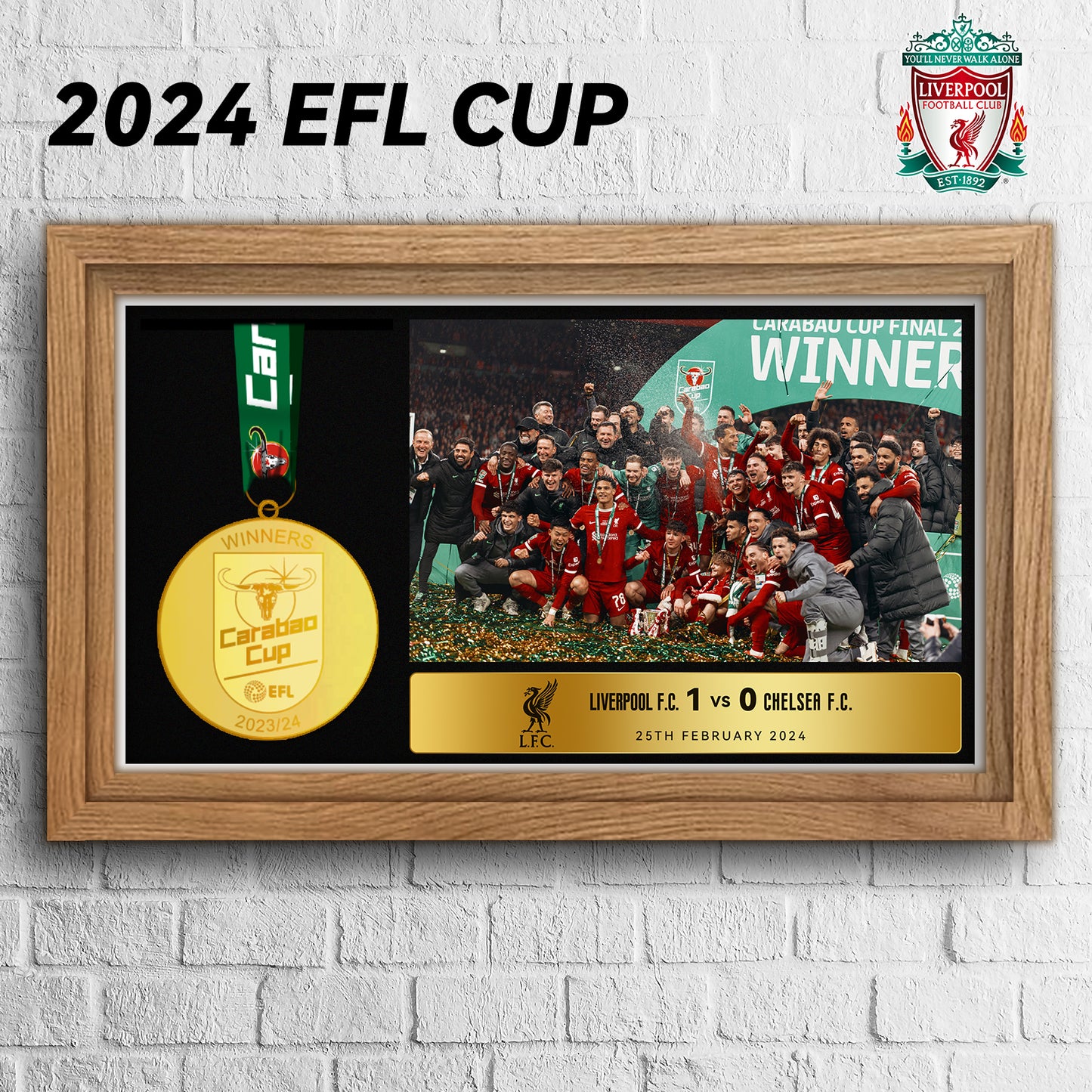 Liverpool EFL Cup  Football Medal Frame