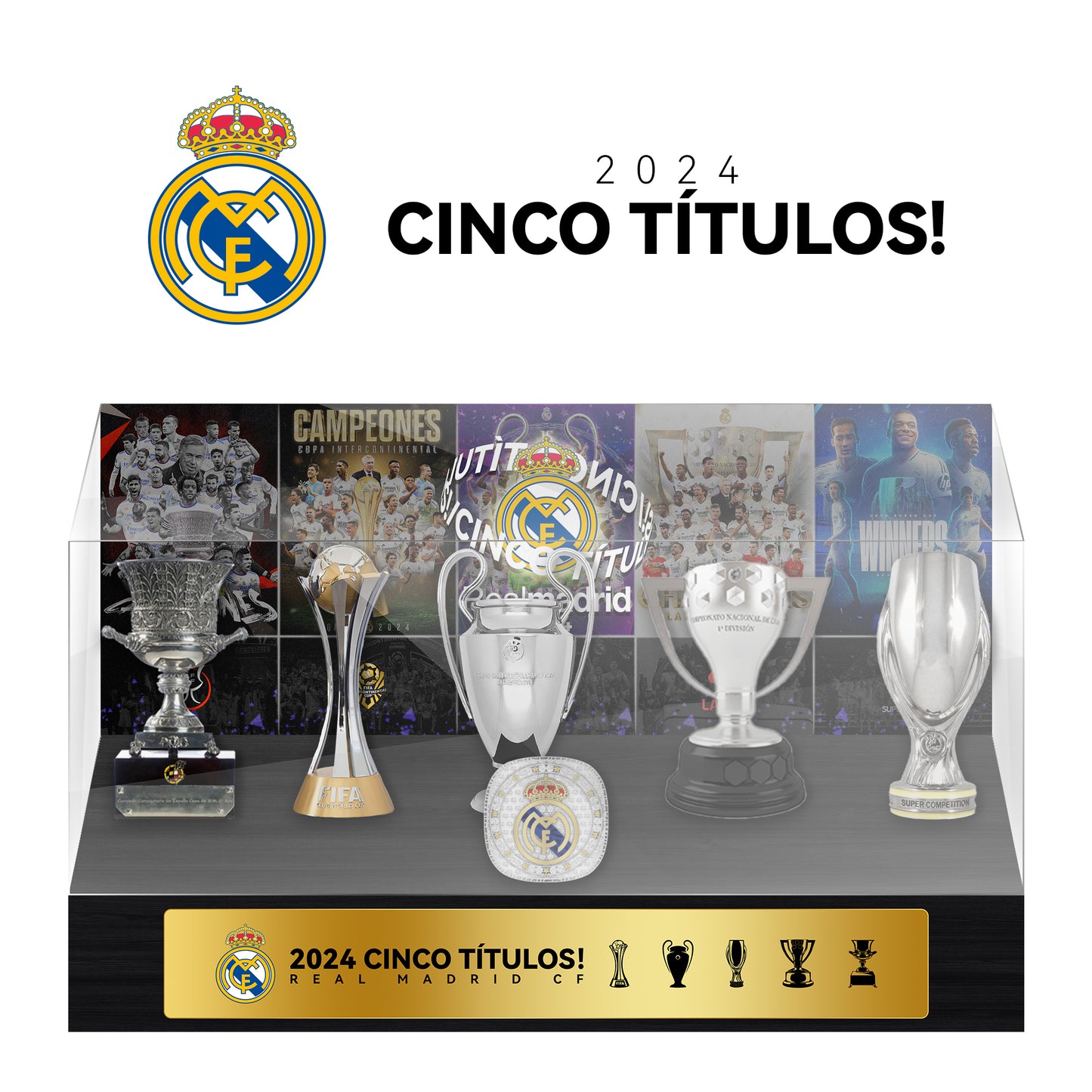 Real Madrid CF 5 Champions Trophy Display Case