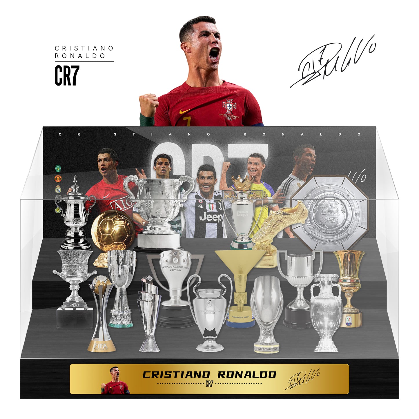 Cristiano Ronaldo Football Championship Trophy Display Case