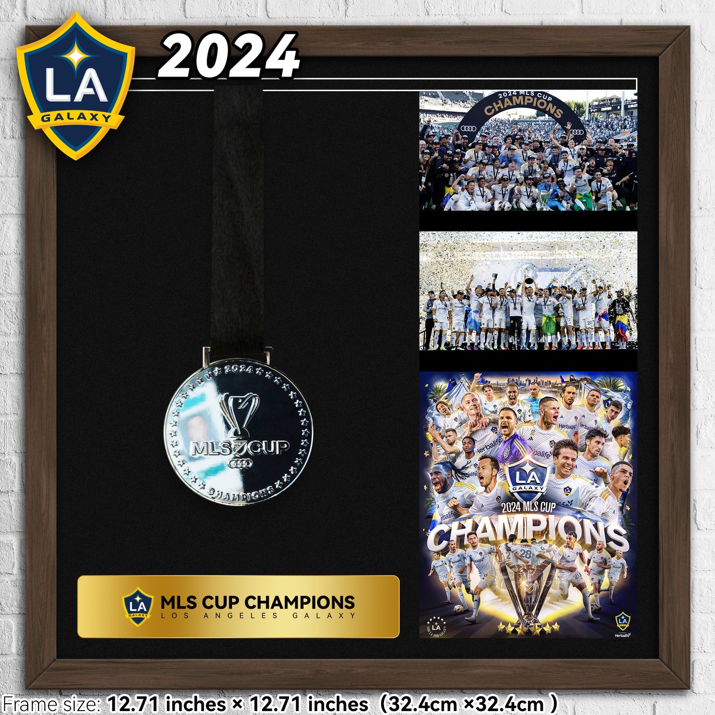 2024 LA Galaxy MLS Cup Champions Football Medal Frame