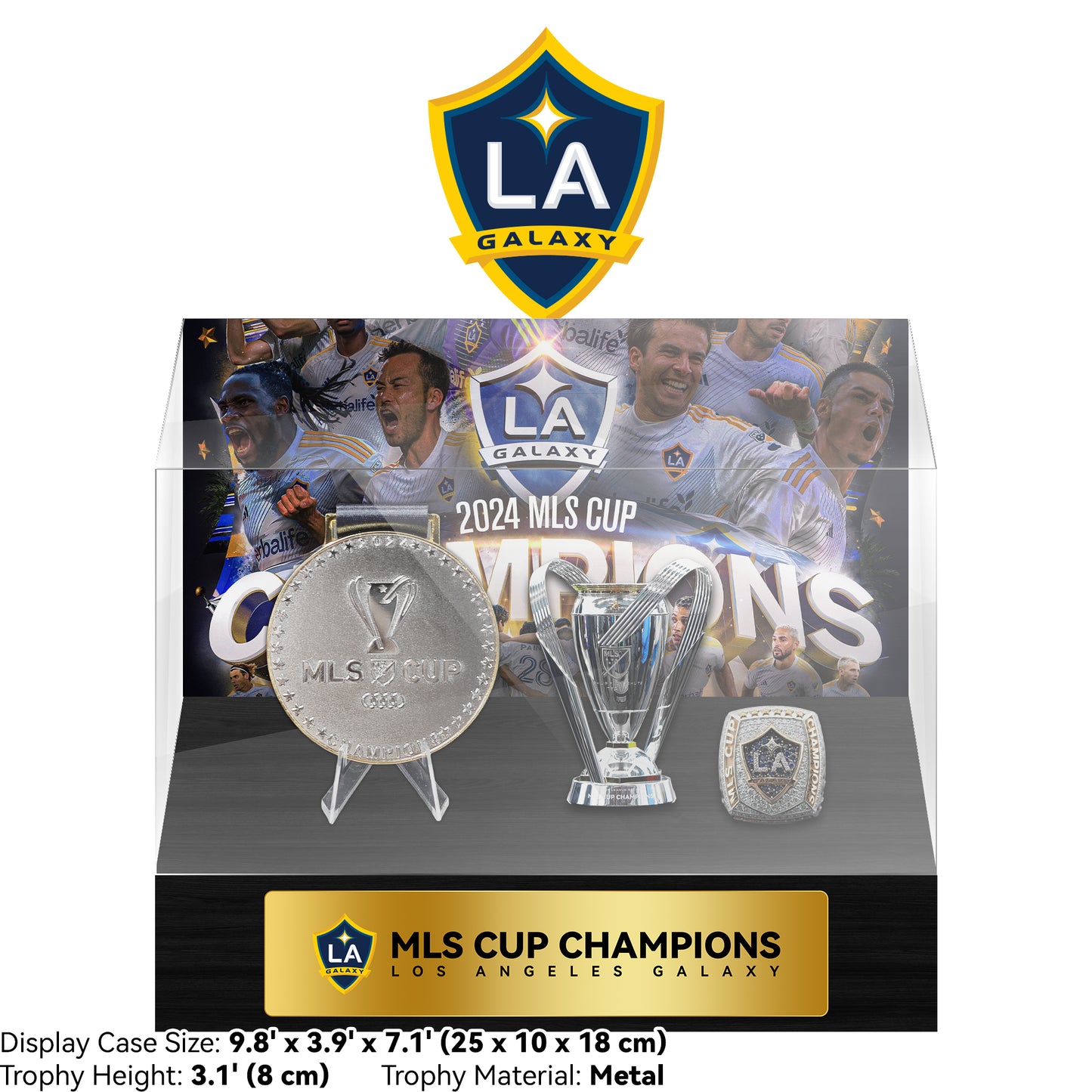 2024 LA Galaxy MLS Cup Champions Trophy Display Case