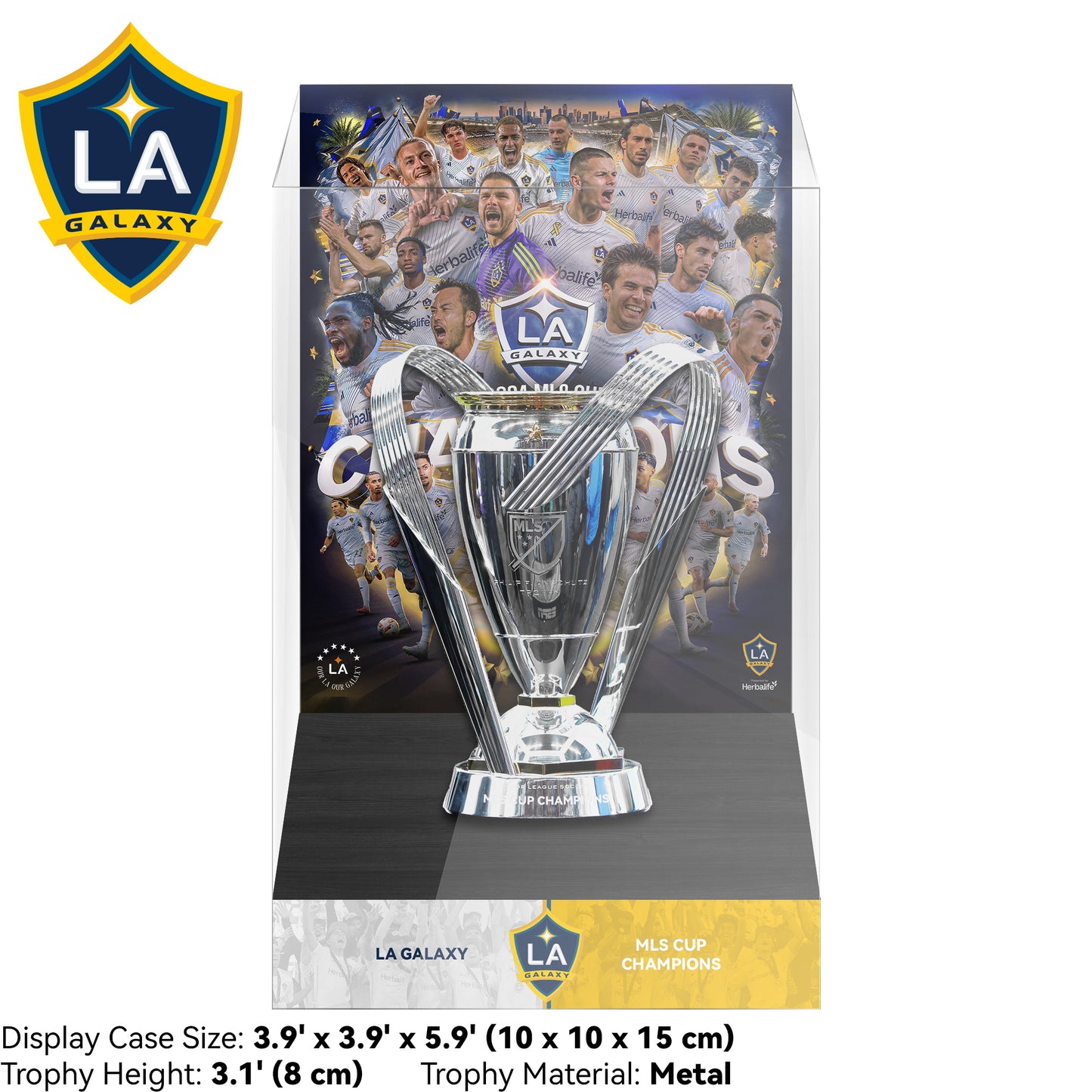 2024 LA Galaxy MLS Cup Champions Trophy Display Case