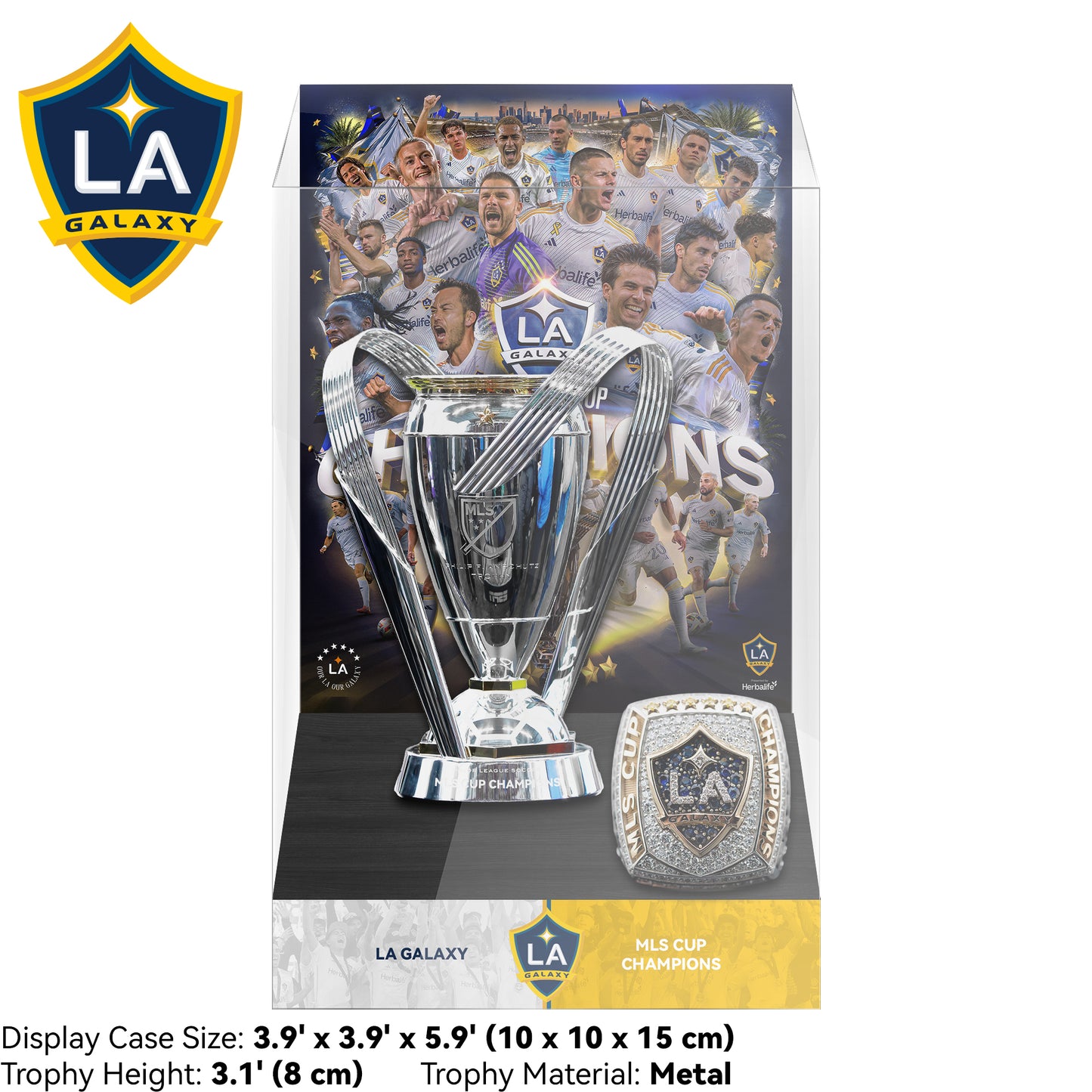 2024 LA Galaxy MLS Cup Champions Trophy Display Case