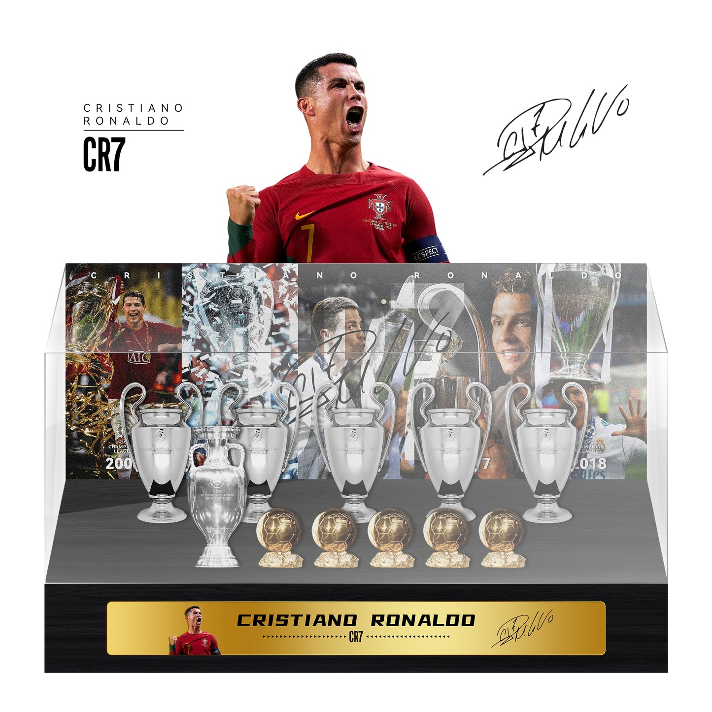 Cristiano Ronaldo Football Championship Trophy Display Case