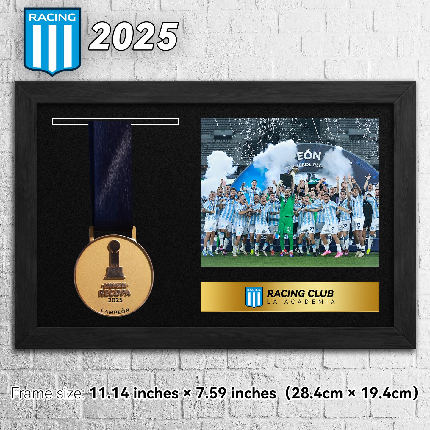 2025 CONMEBOL Recopa Sudamericana Racing Club Gold Medal Frame