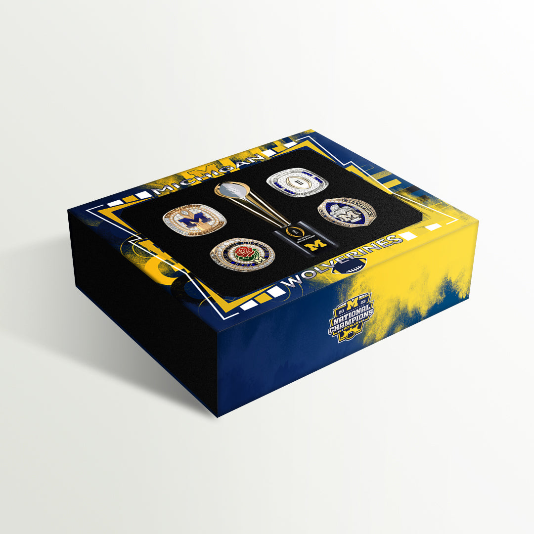 [1+4] 2024 Michigan Wolverines CFP National Championship Rings Box  NCAAF