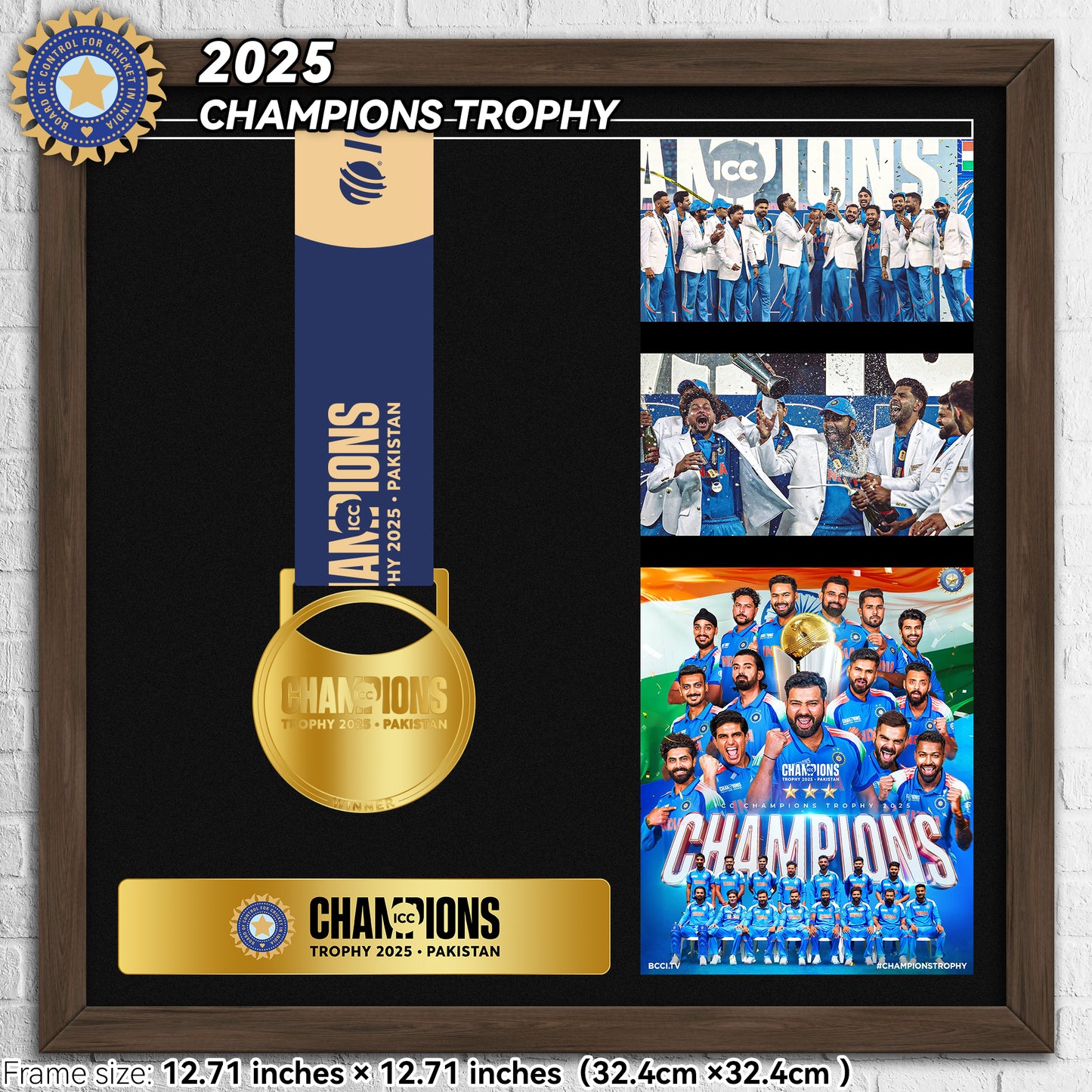 2025 India ICC Champions Trophy Medal Frame