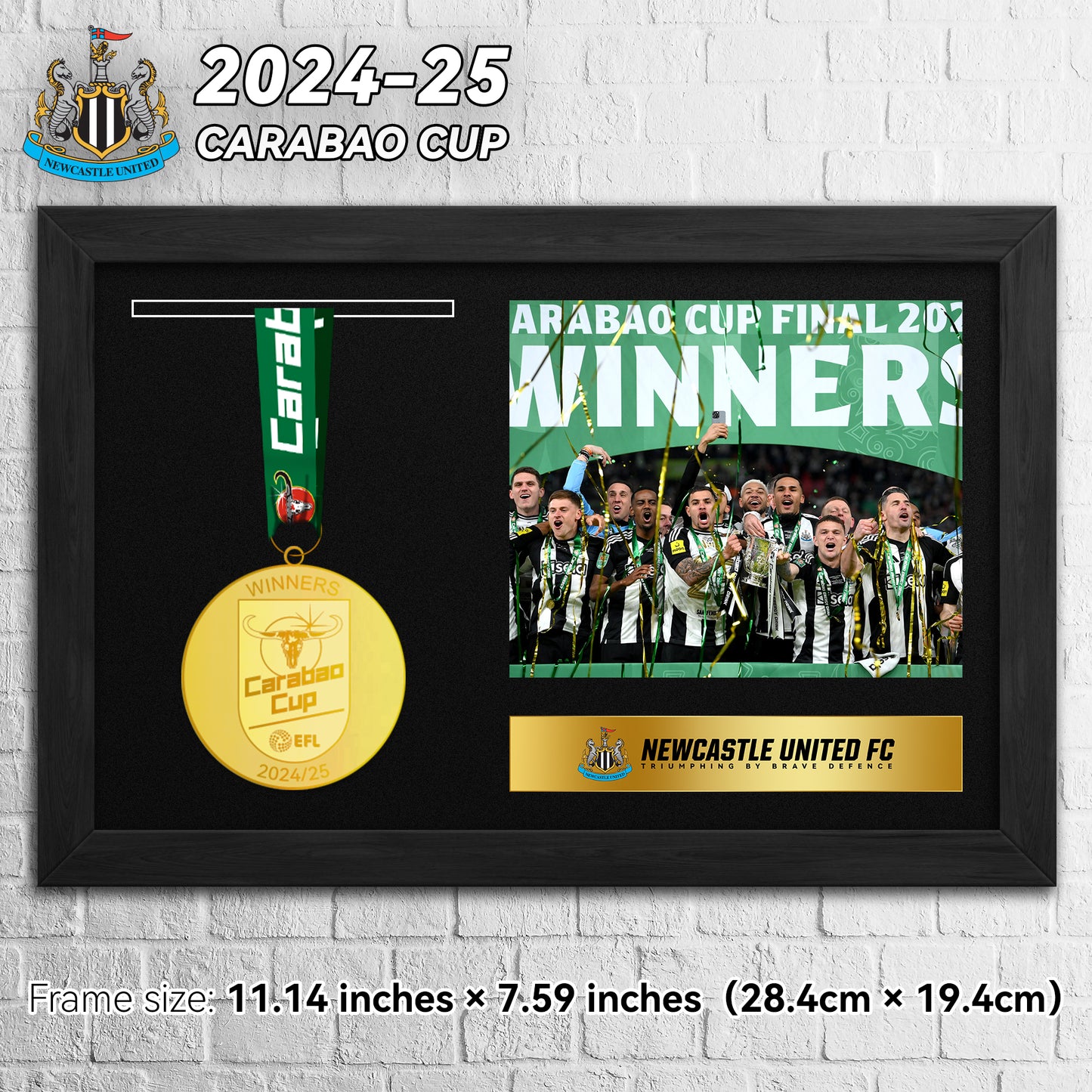 2025 Newcastle United F.C. Carabao Cup Championship Football Medal Frame(Medal Included)