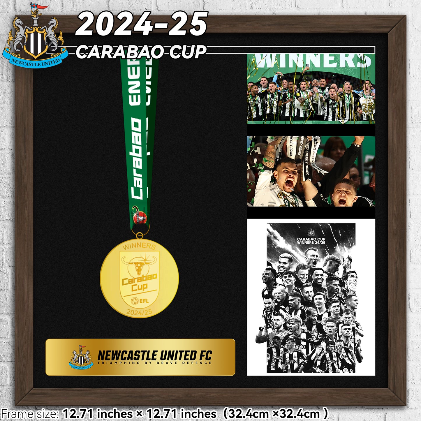 2025 Newcastle United F.C. Carabao Cup Championship Football Medal Frame(Medal Included)