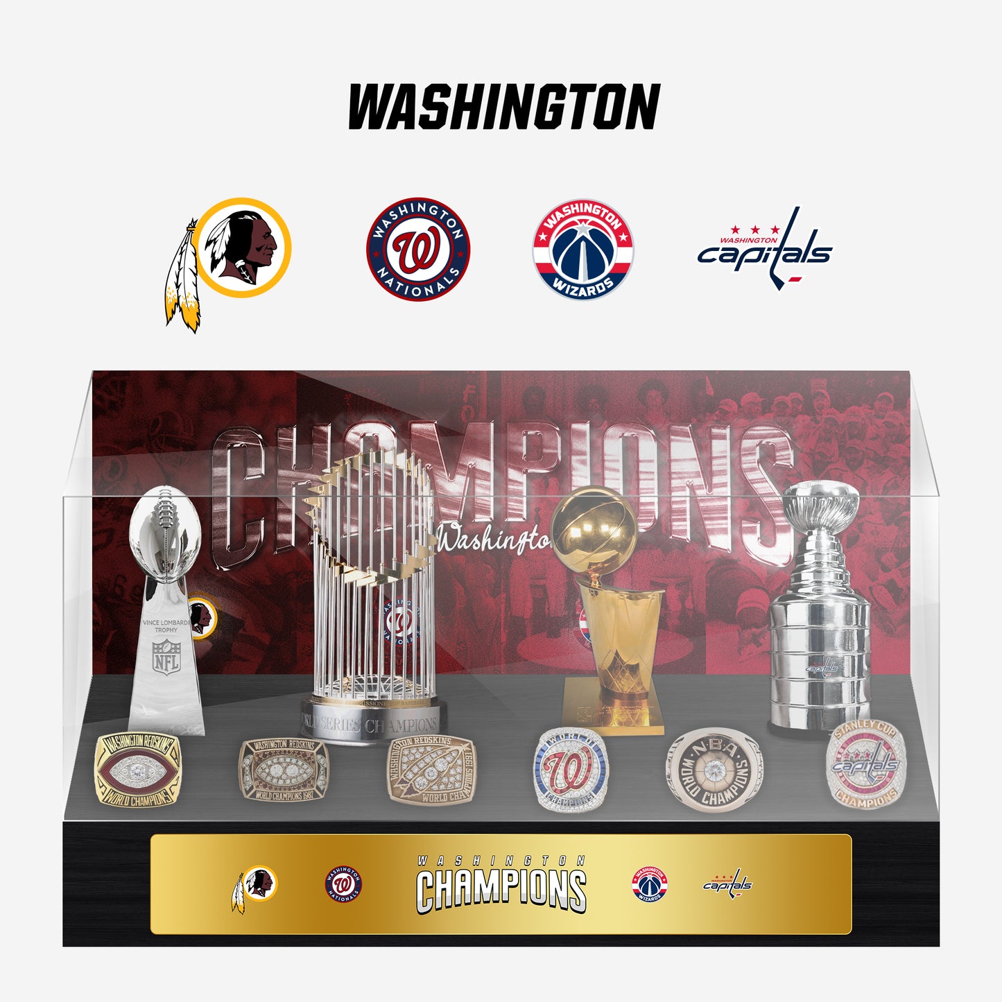 Washington, D.C. Championship Trophy and Rings Display Case B