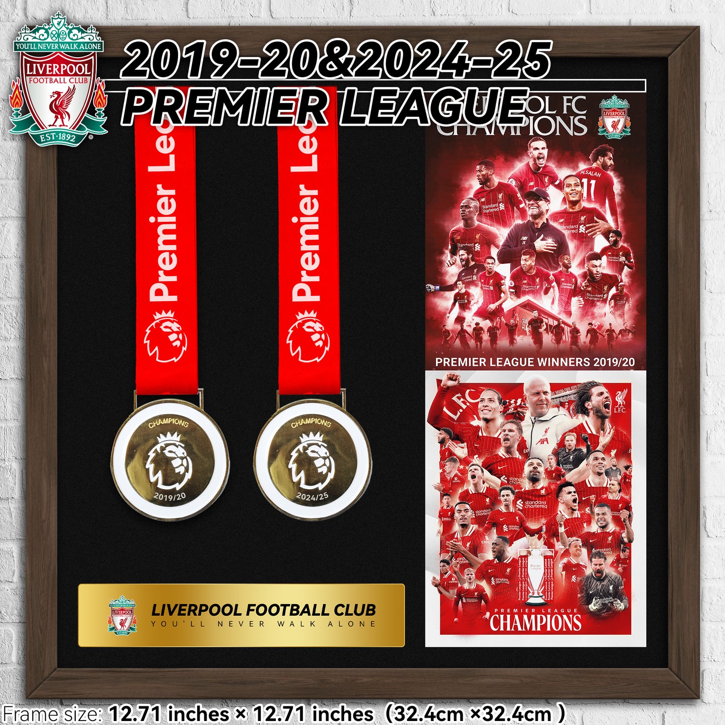 Liverpool  Premier League Championship Football Medal Frame