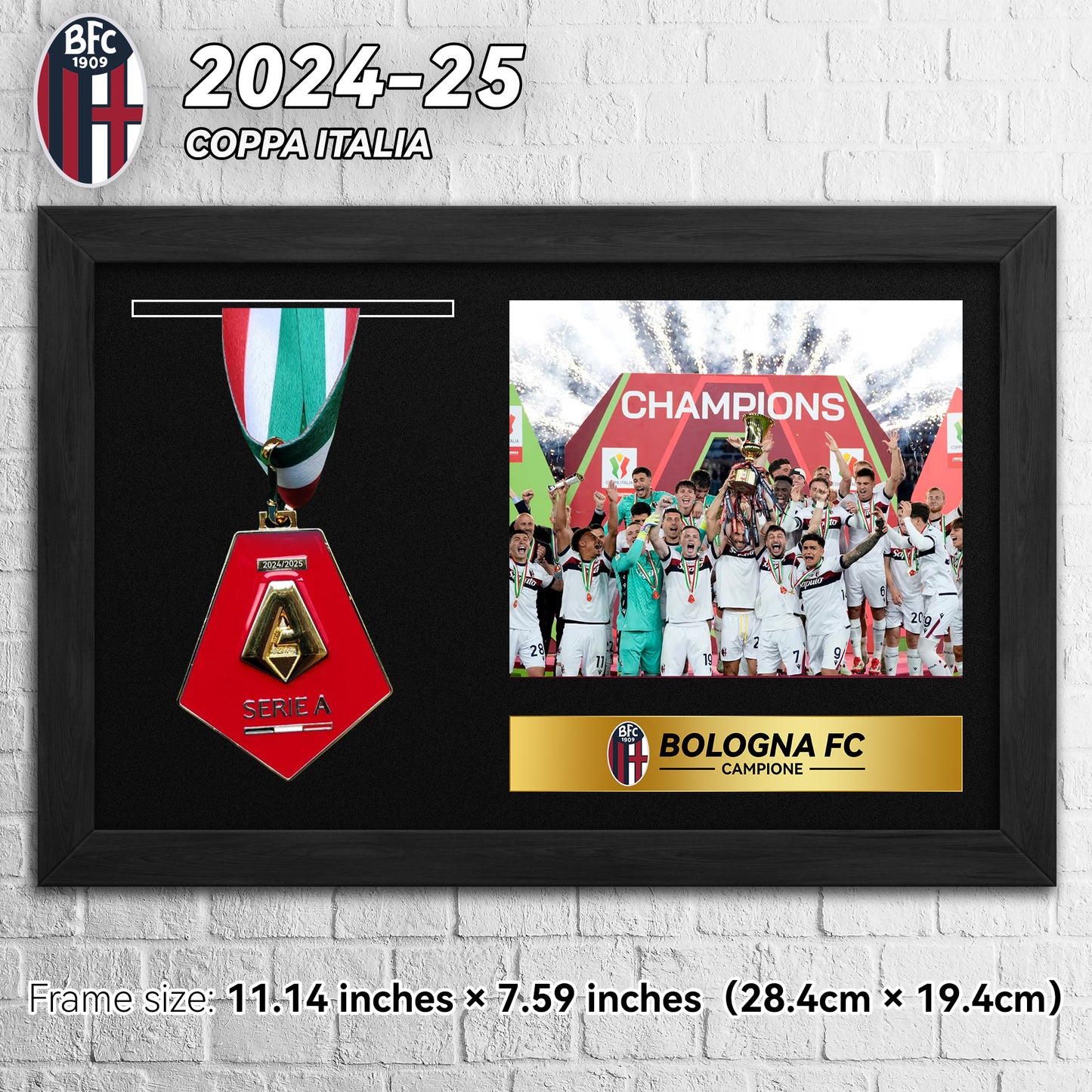 2024-25 Coppa Italia Bologna FC 1909 Football Medal Frame