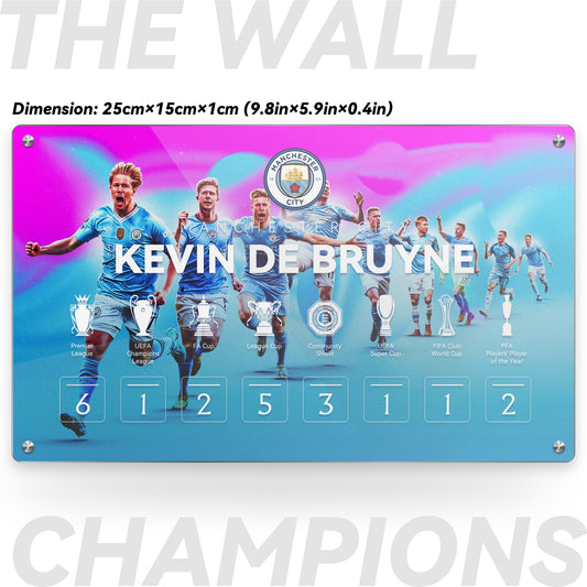 Kevin de Bruyne Manchester City CHAMPIONS WALL DESKTOP REPLICA with Easy Swop Numbers
