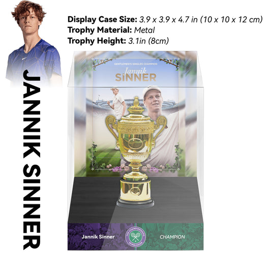 Jannik Sinner Men's Wimbledon Champion 8cm Metal Tennis Trophy with Acrylic Display Case