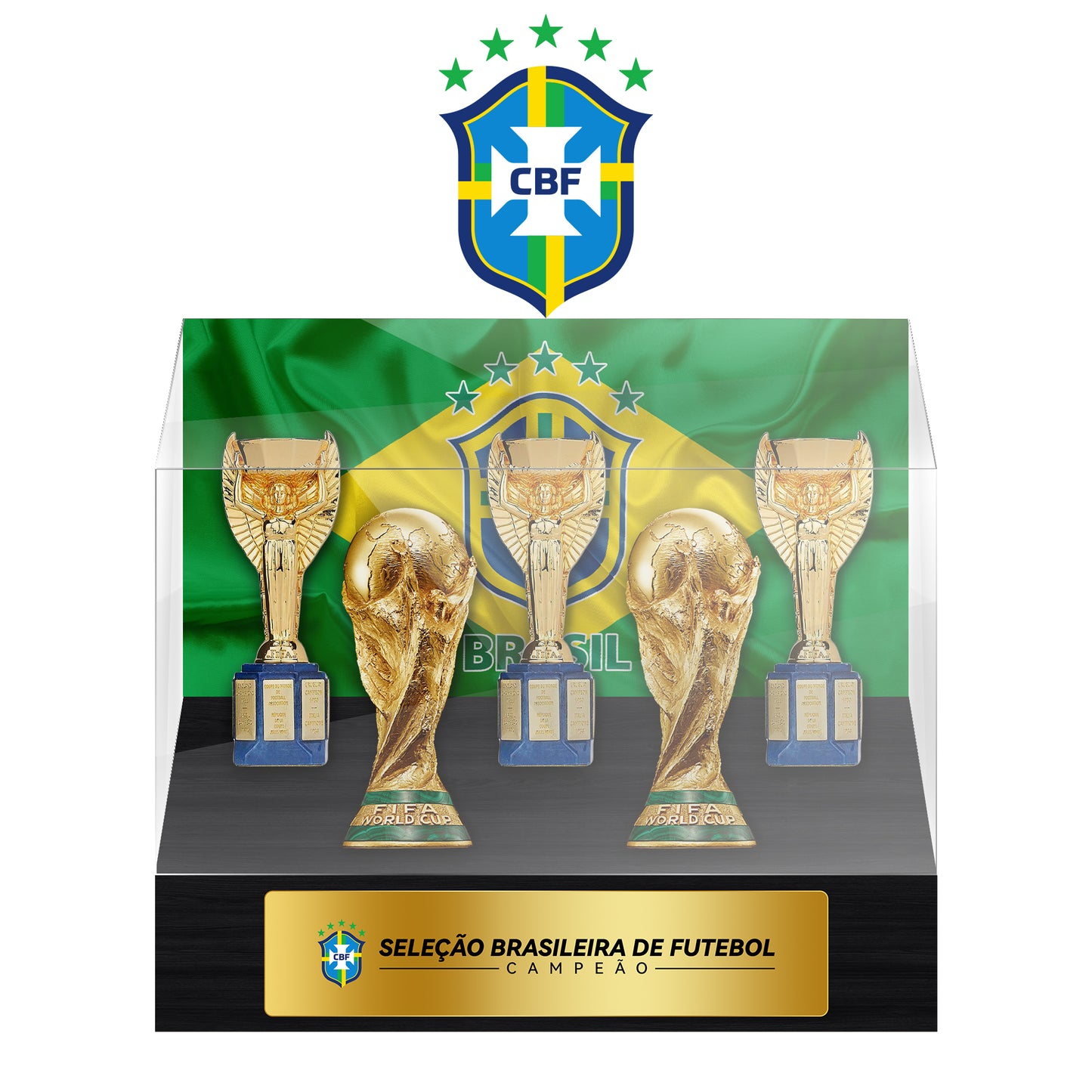 Brazil National Football Team FIFA World Cup Trophy Display Case