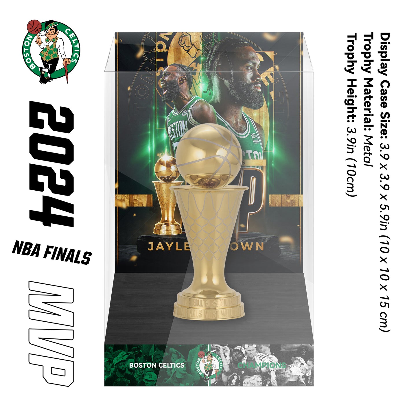NBA Finals Most Valuable Player Trophy Display Case 2024 Jaylen Brown Boston Celtics (Trophy Included)