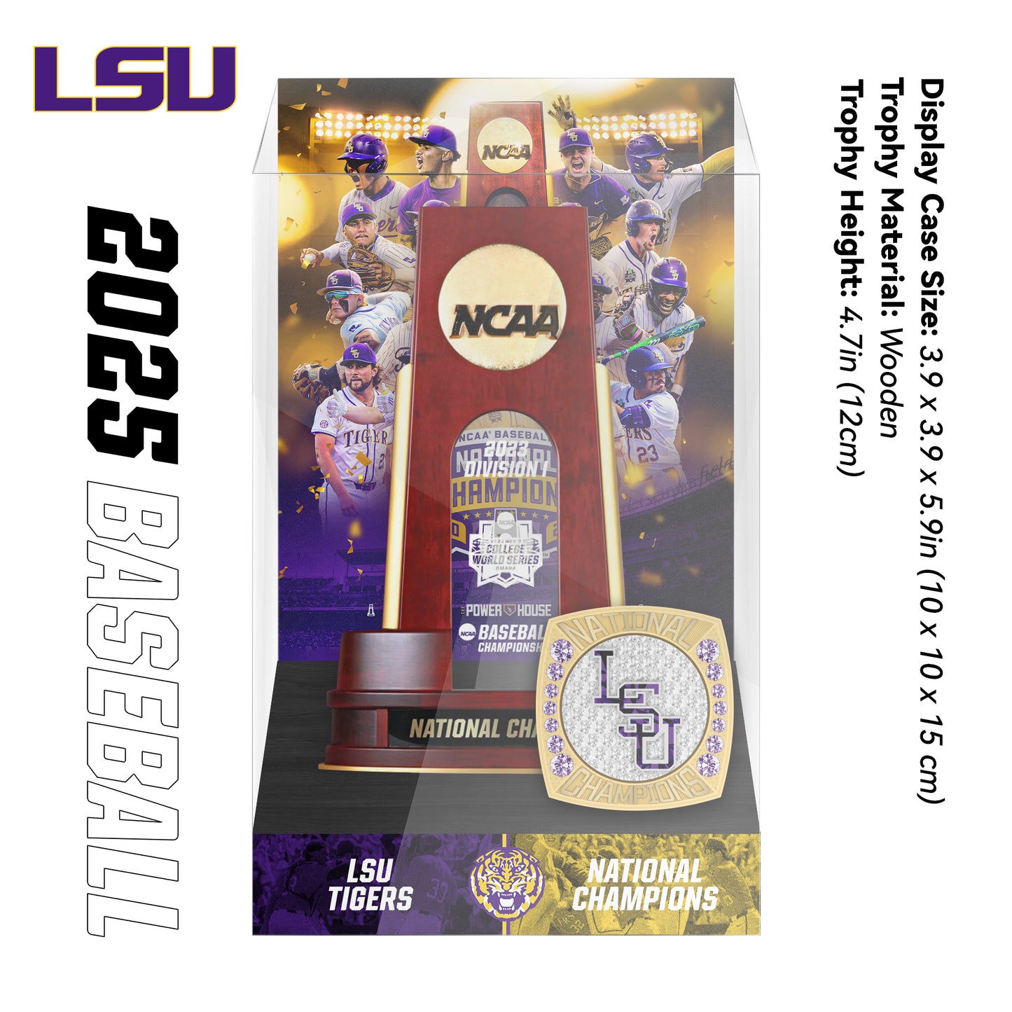 2025 NCAA Division I Baseball National Championship Trophy Display Case