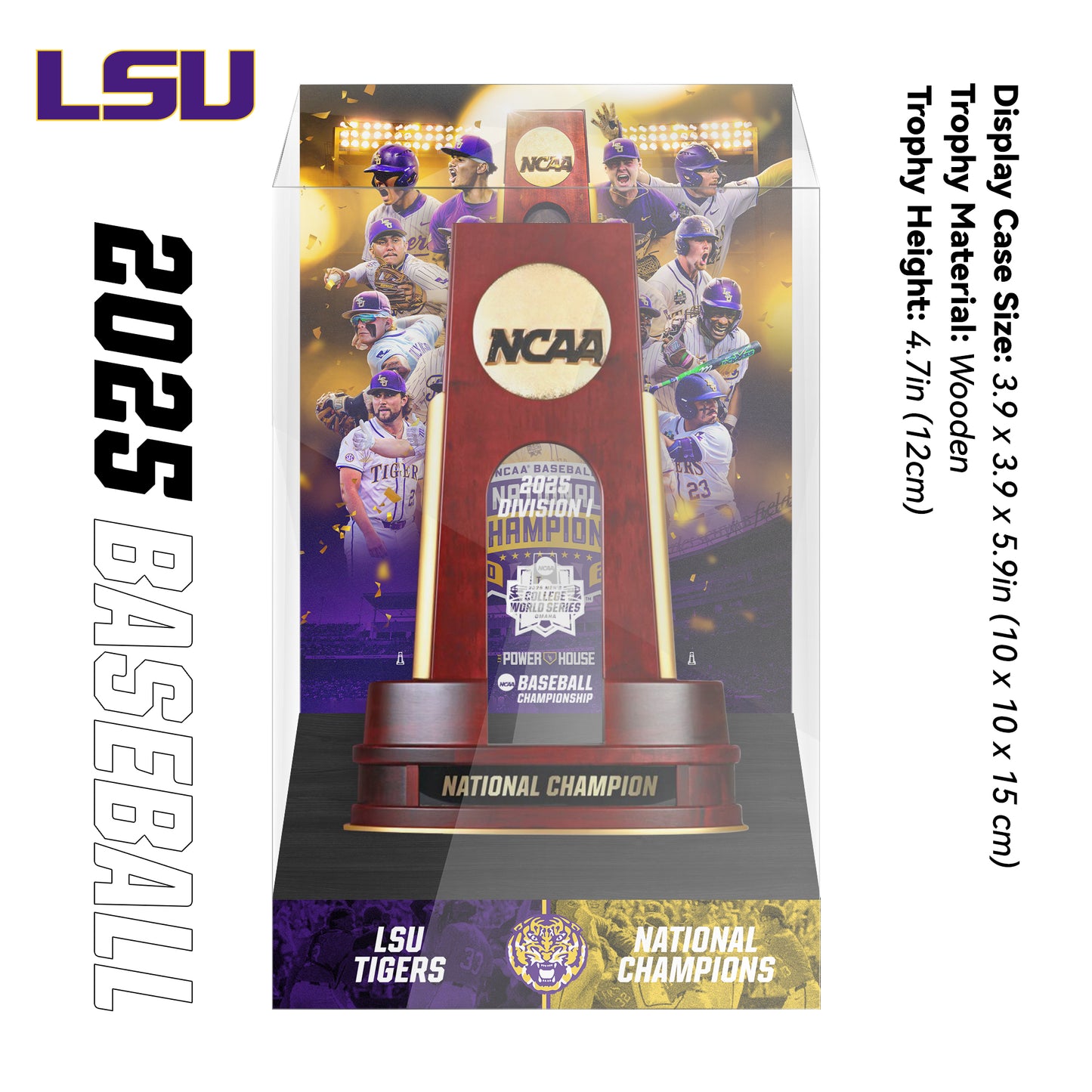 2025 NCAA Division I Baseball National Championship Trophy Display Case