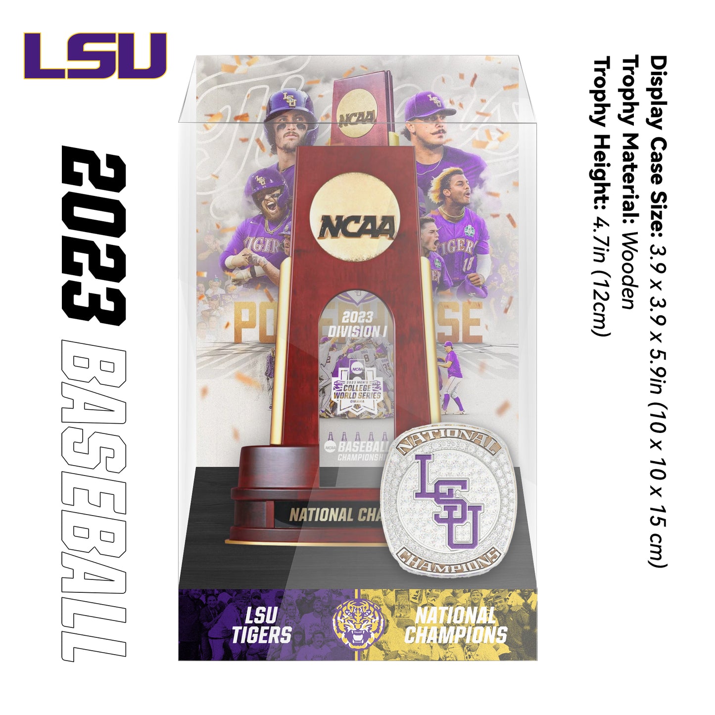 2023 NCAA Division I Baseball National Championship Trophy Display Case