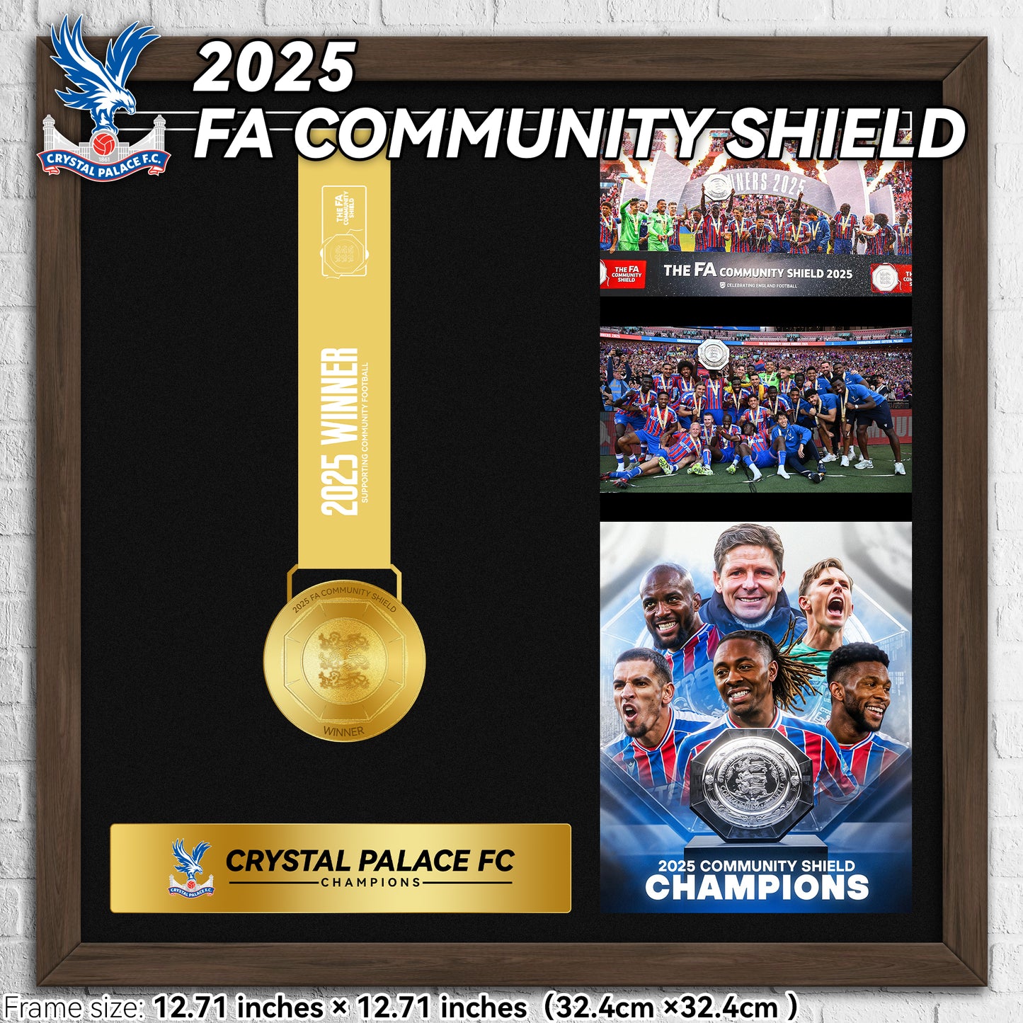2025 Crystal Palace F.C. FA Community Shield Championship Medal Frame