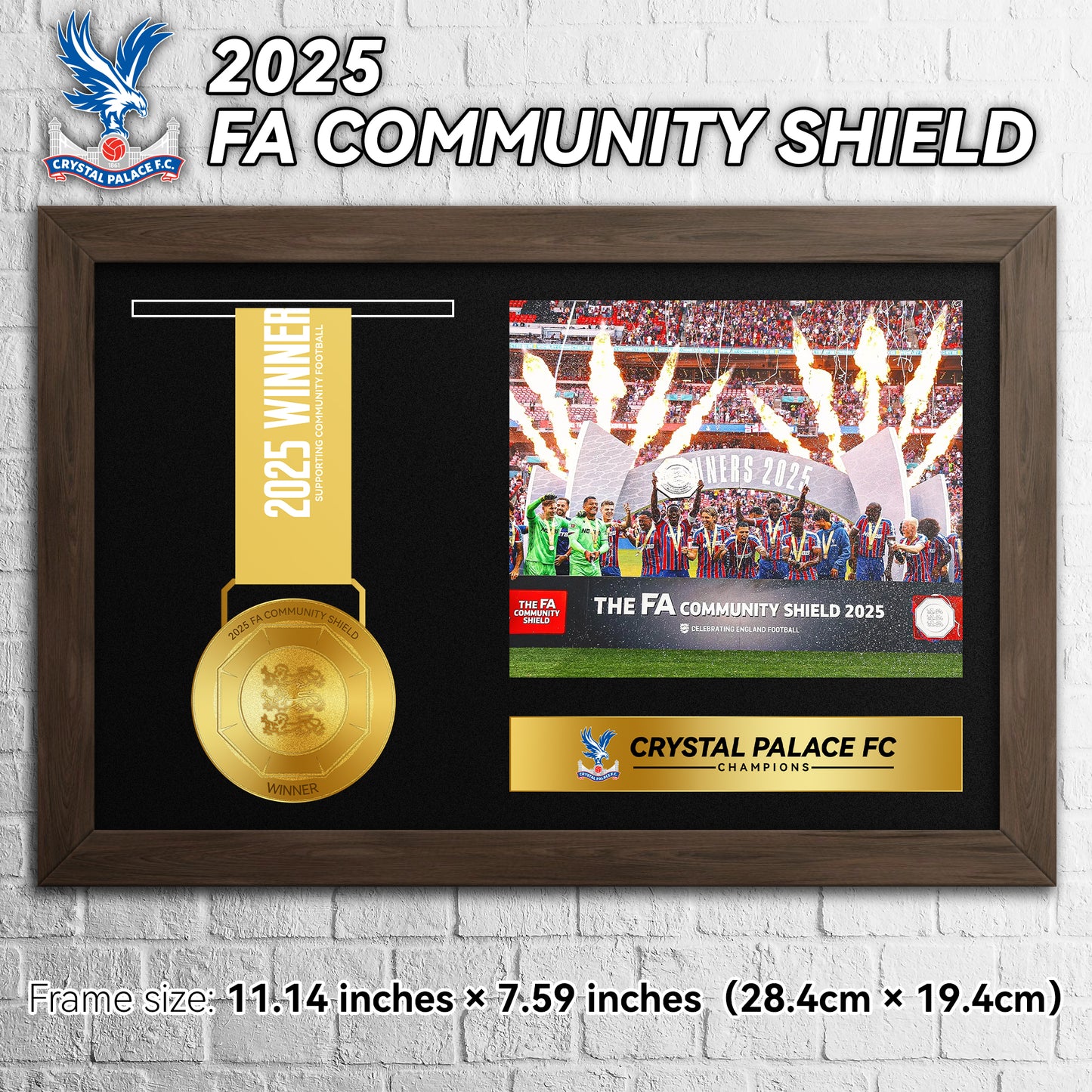 2025 Crystal Palace F.C. FA Community Shield Championship Medal Frame