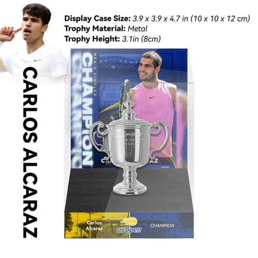 Carlos Alcaraz Men's US Open Champion 8cm Metal Tennis Trophy with Acrylic Display Case