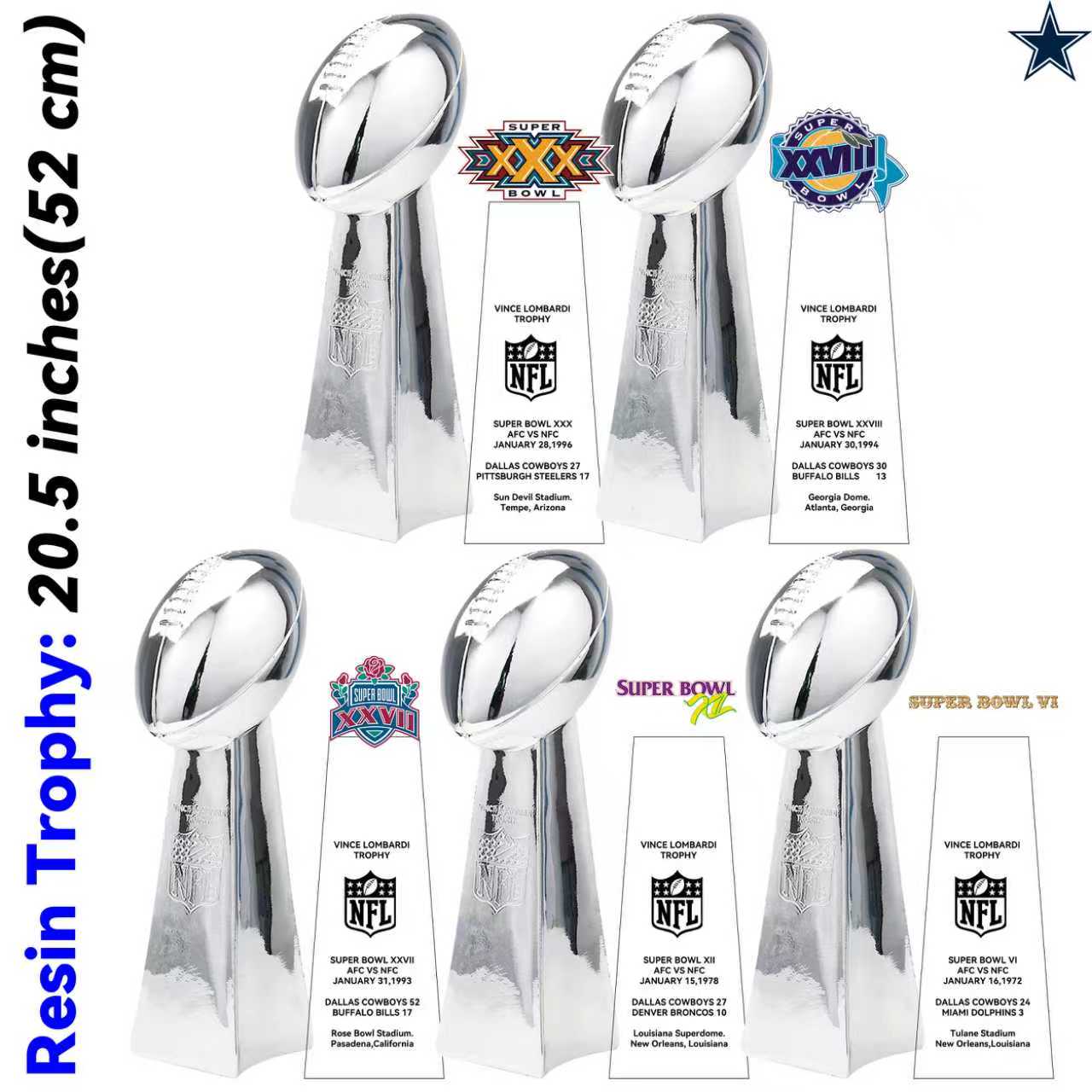 Dallas Cowboys 5 Super Bowl trophies