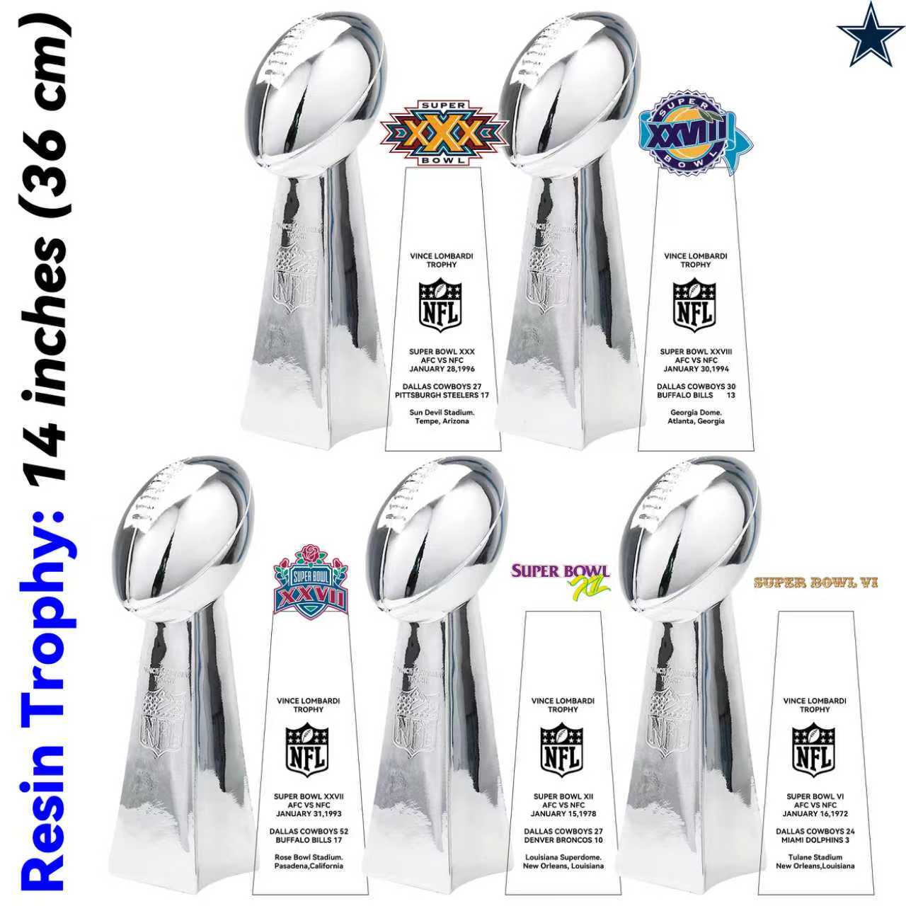 Dallas Cowboys 5 Super Bowl trophies