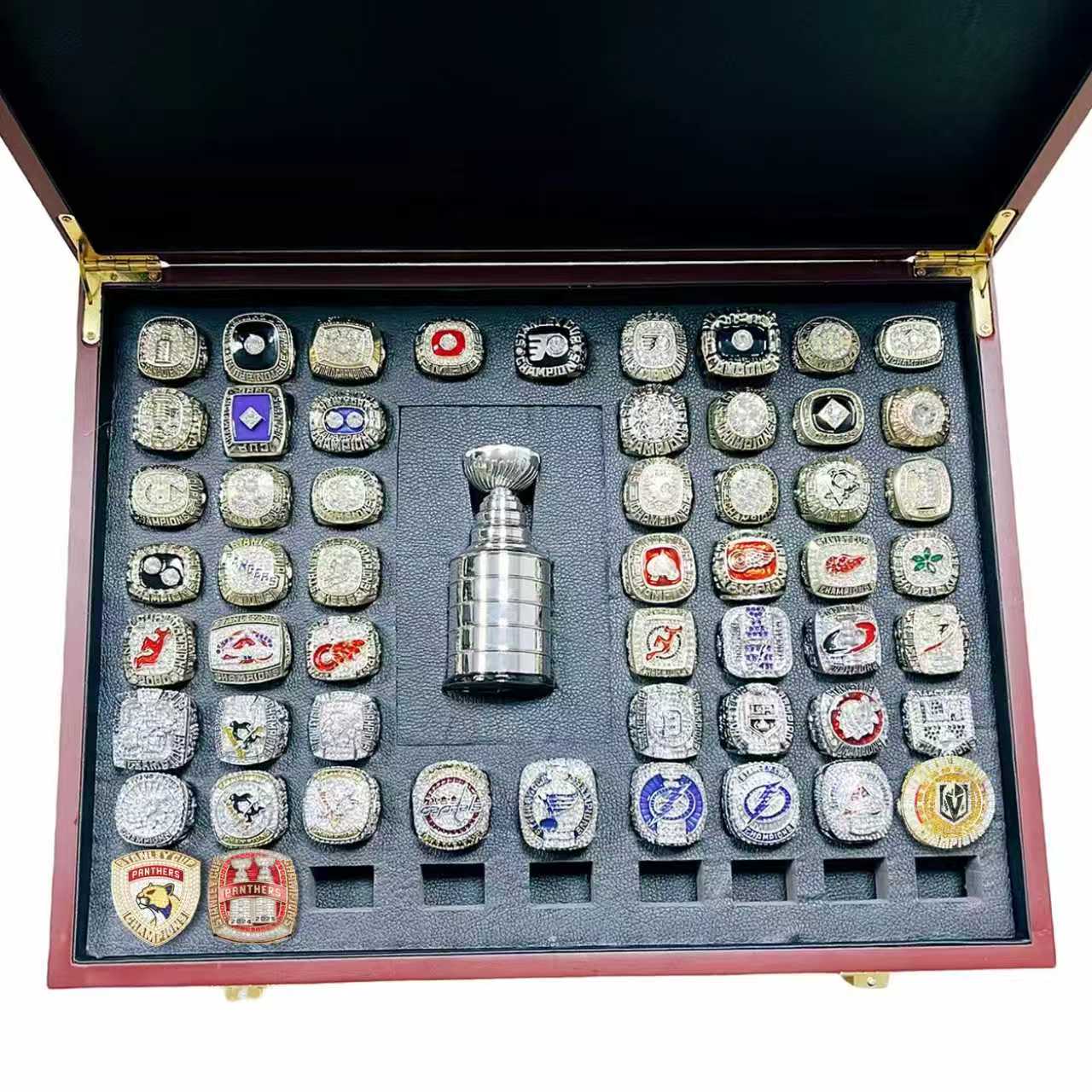 Stanley Cup Championship NHL 55 Rings and Trophy Gift Box (1970-2025 years)