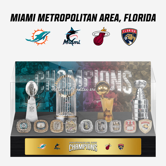Miami Metropolitan Area Championship Trophy and Rings Display Case