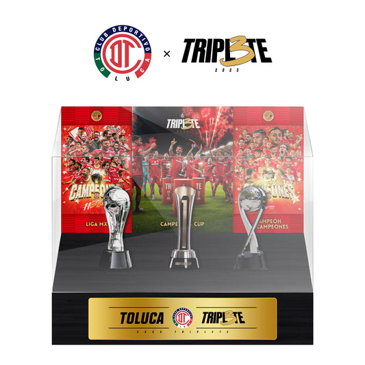 2025 Toluca FC Triplete Football Trophy Display Case