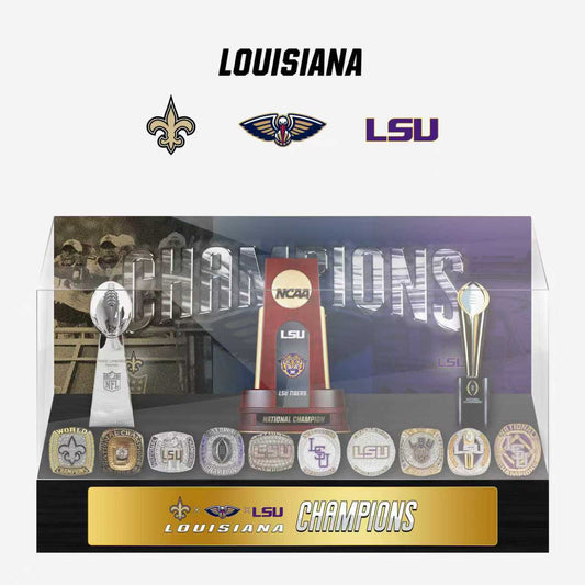New Orleans, Louisiana Baseball Championship Trophy and Rings Display Case