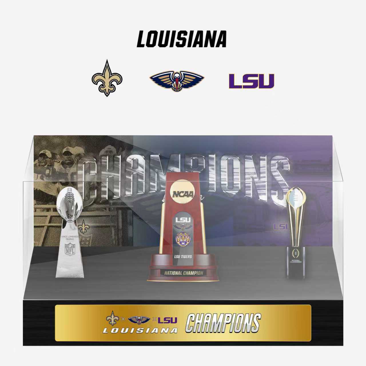 New Orleans, Louisiana Baseball Championship Trophy and Rings Display Case
