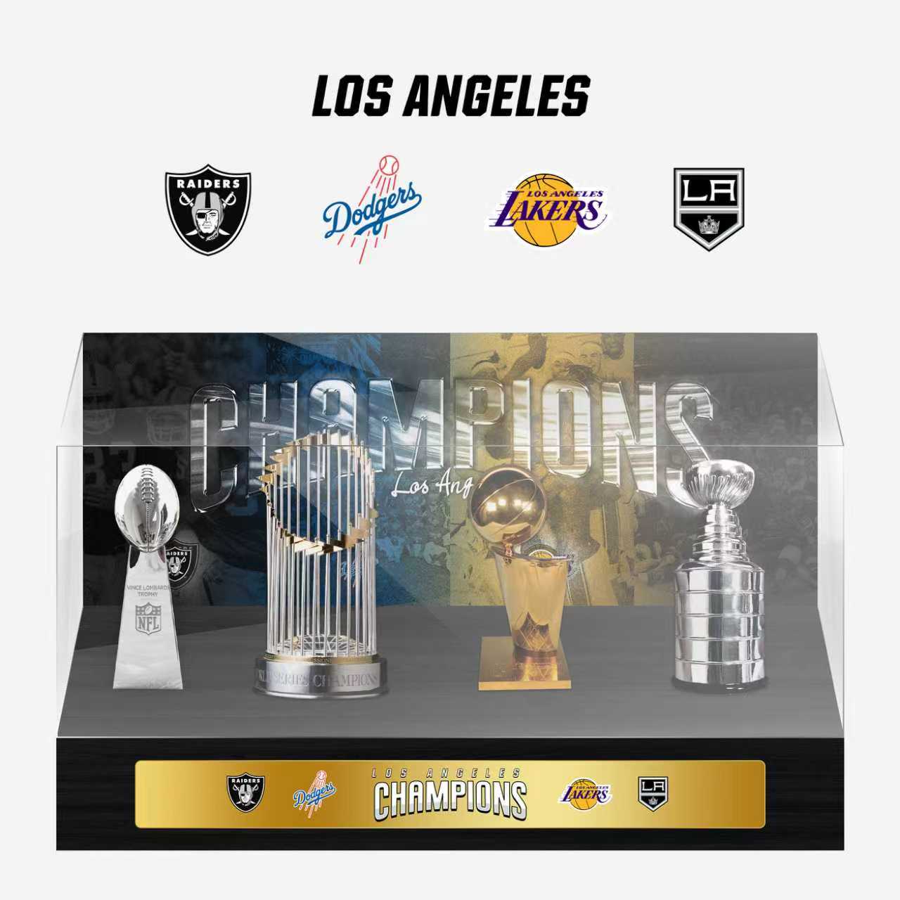 Los Angeles Championship Trophy and Rings Display Case