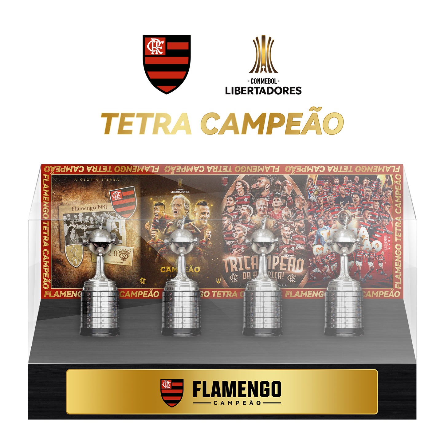 Flamengo CONMEBOL Libertadores tetra campeão Football Championship Trophy Display Case