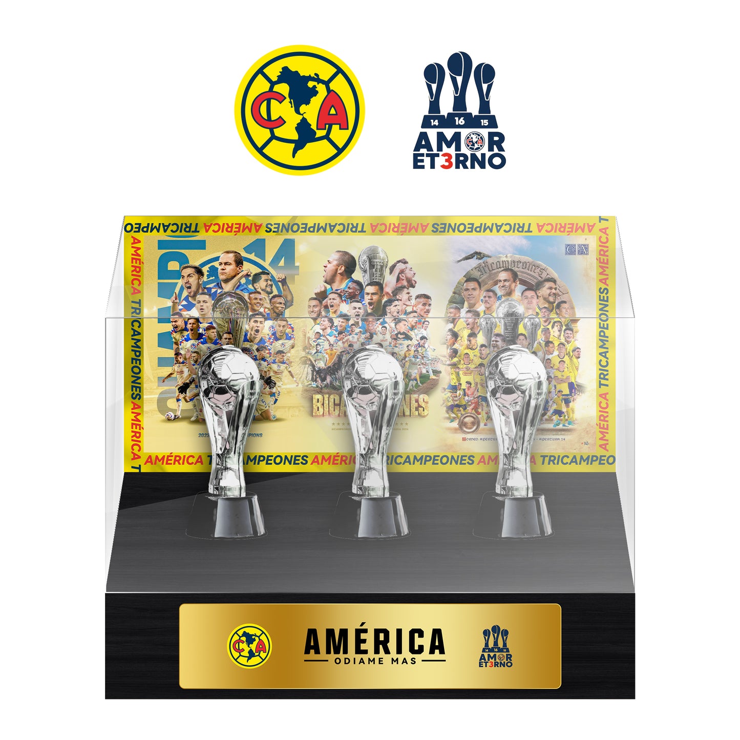 América Tricampeones Football Championship Trophy Display Case
