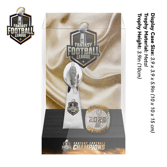 2026 Fantasy Football Championship Trophy And Ring Display Case