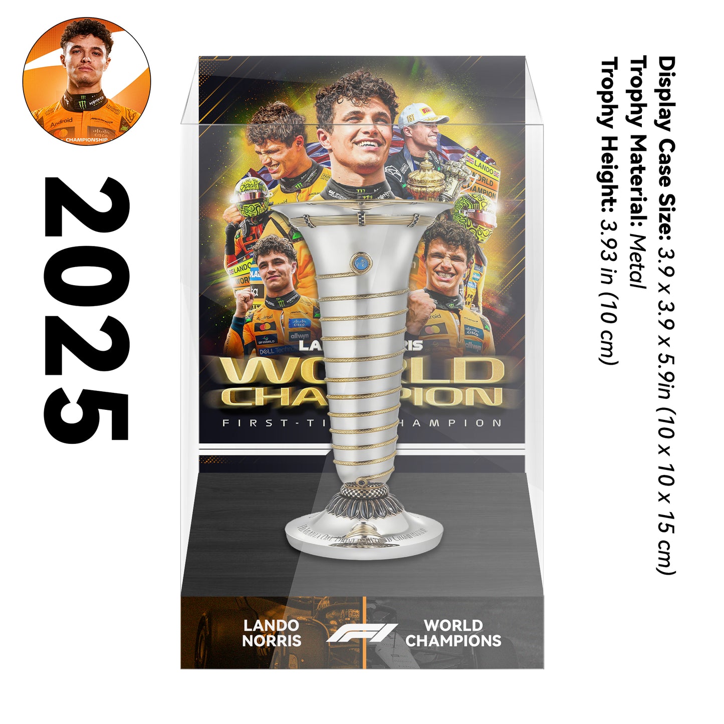 2025 Lando Norris Formula One World Drivers' Champions Trophy Display Case