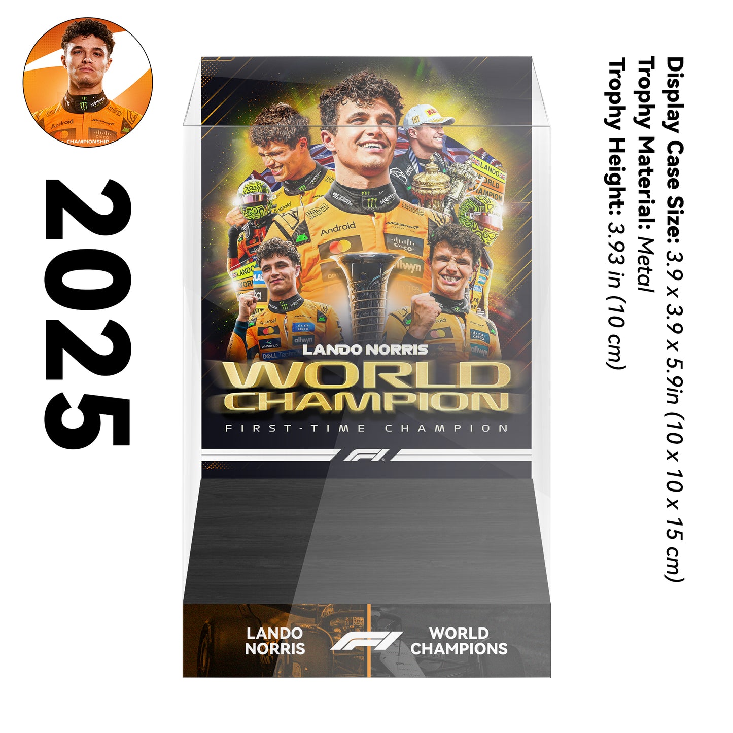 2025 Lando Norris Formula One World Drivers' Champions Trophy Display Case