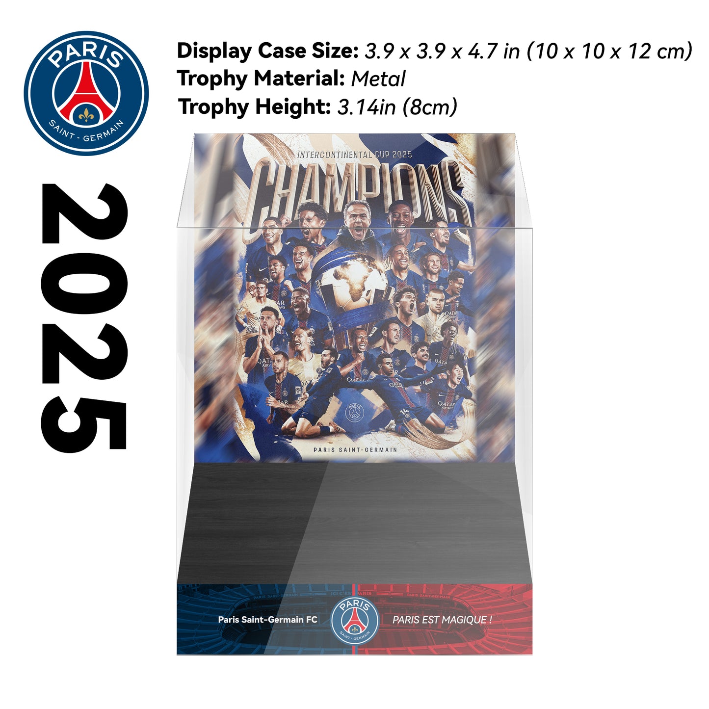 2025 Paris Saint-Germain FIFA Intercontinental Cup Championship Trophy Display Case