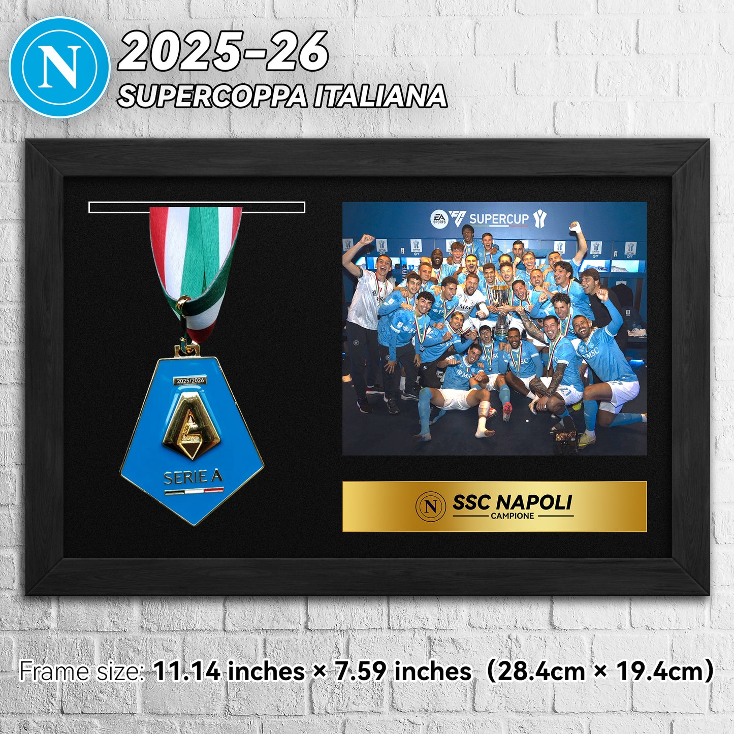 2025–26 Napoli Supercoppa Italiana Football Medal Frame