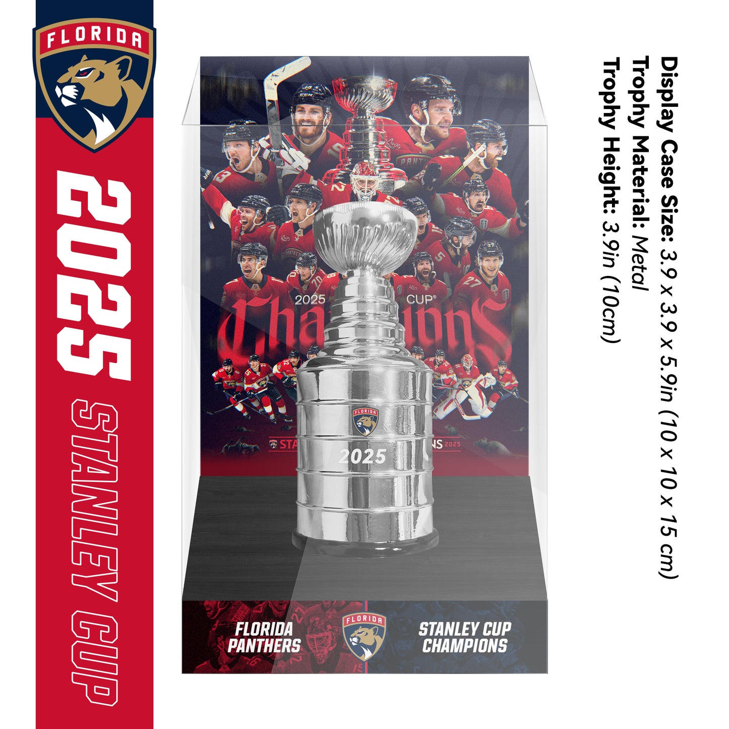 2025 Florida Panthers Stanley Cup Final Championship Trophy and Ring Display Case