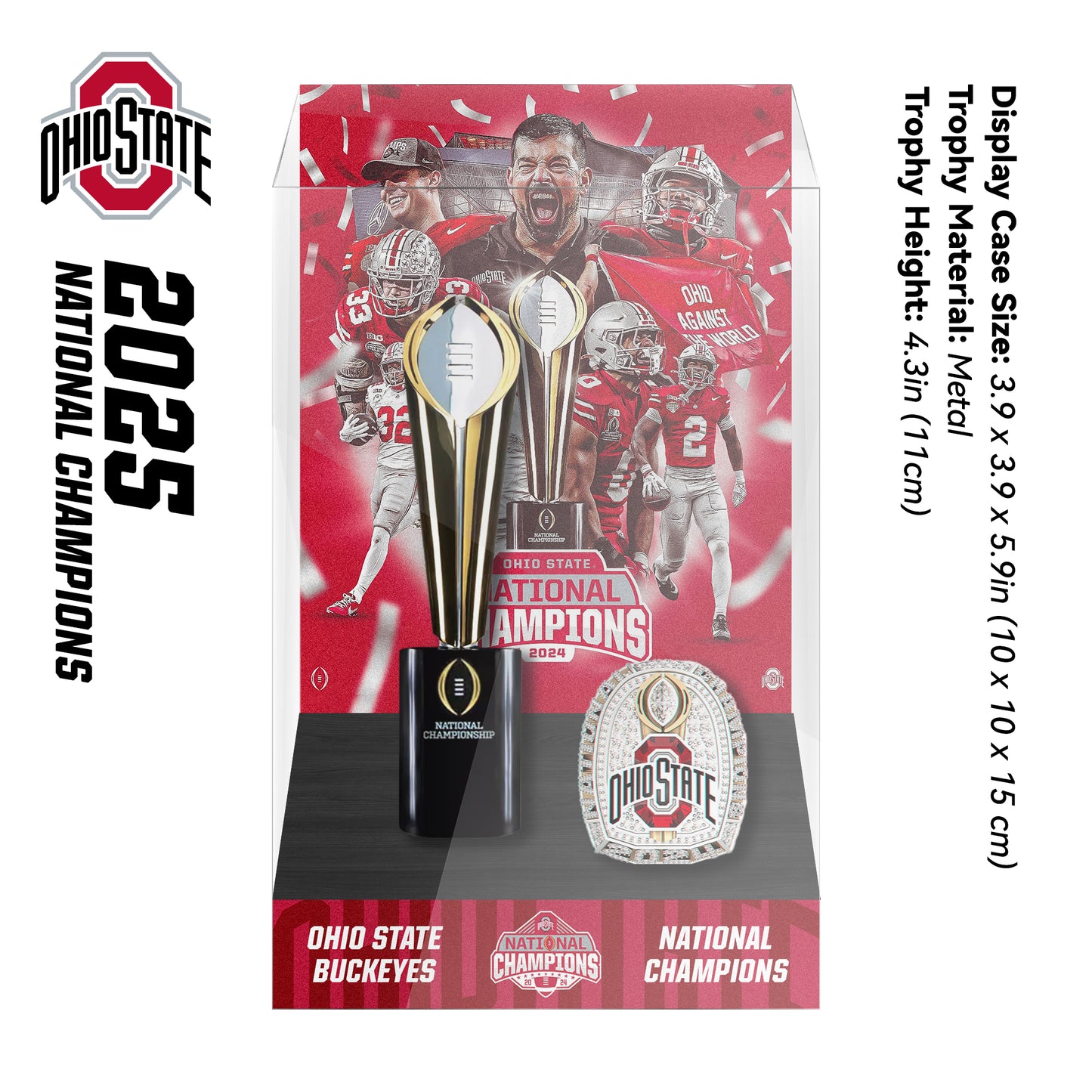 2025 Ohio State Buckeyes National Championship Trophy Display Case